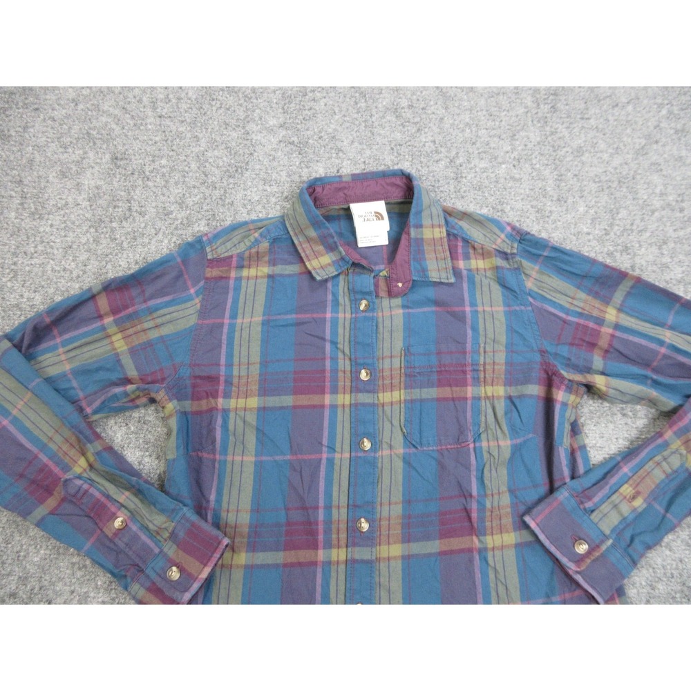 North Face Shirt Womens Small Plaid Button Up‎ Long Sleeve Outdoors Hiking Top - Picture 3 of 13